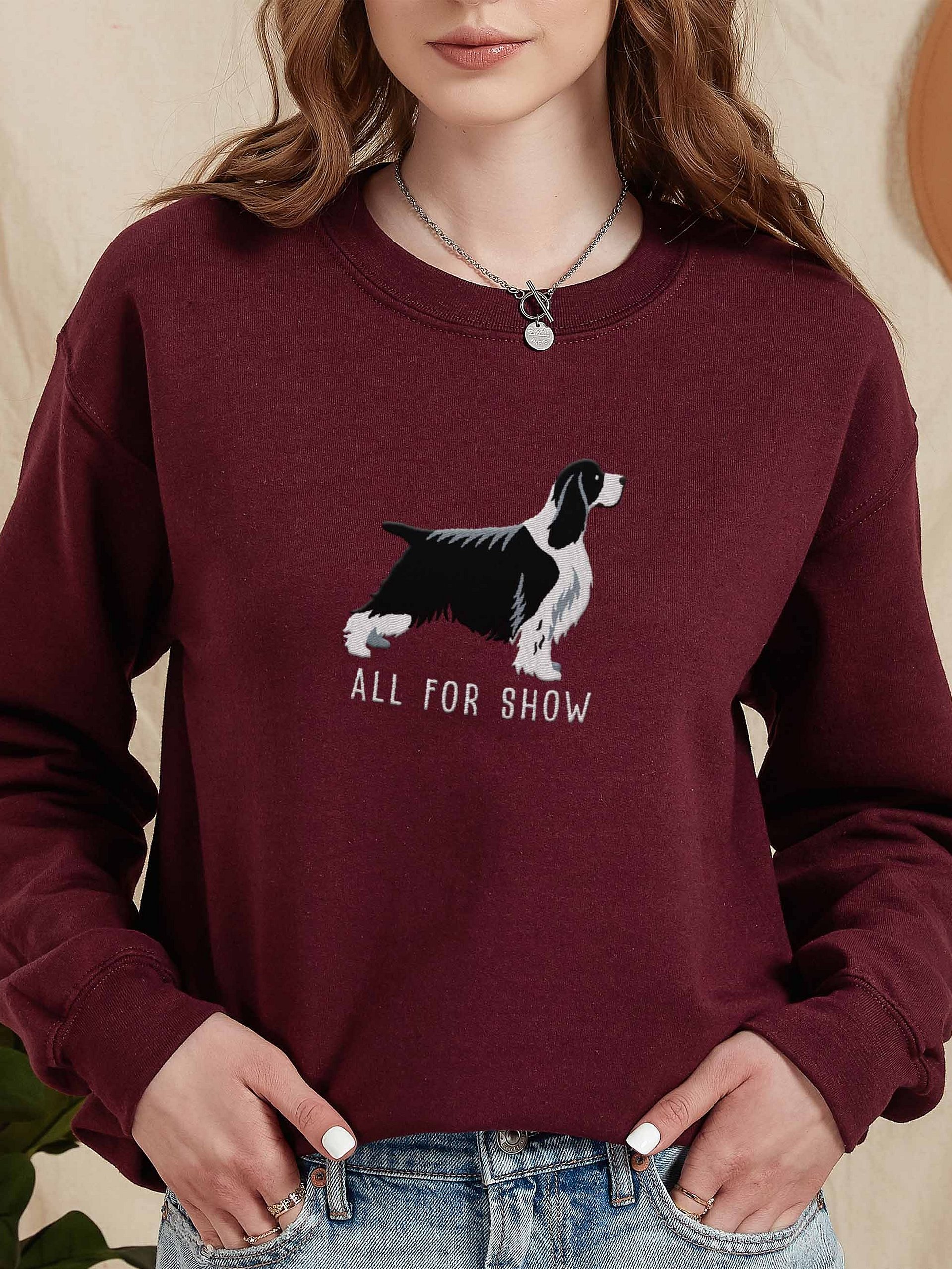 All For Show Sweatshirt (Embroidered) of an English Springer Spaniel(Black & White, Show Type) product image (2)