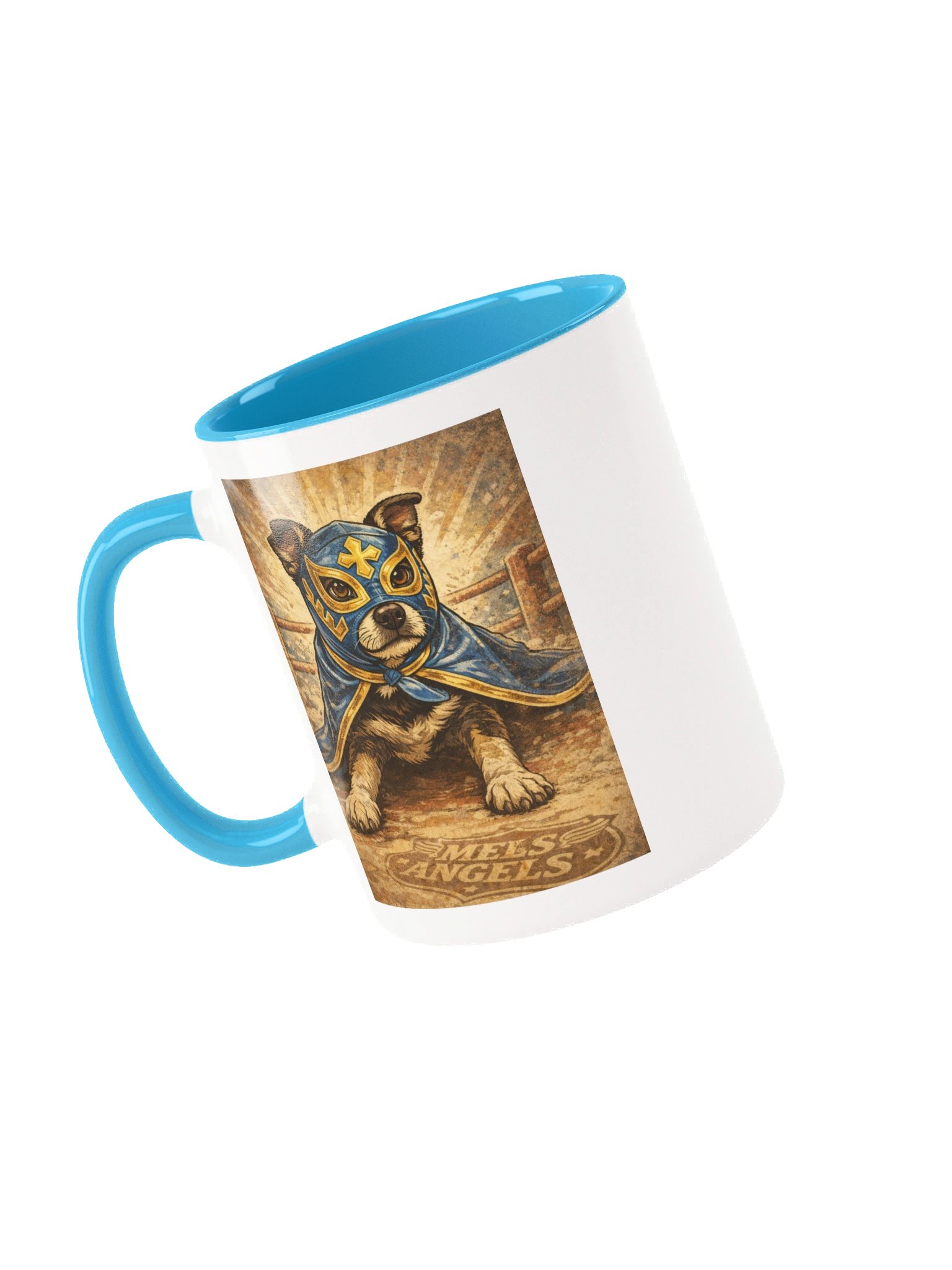 Luchador Dog Coffee Mug – Funny Mexican Wrestling Pet Mug | Mel’s Angels Defender of the House Ceramic Cup (11oz & 15oz) product image (2)