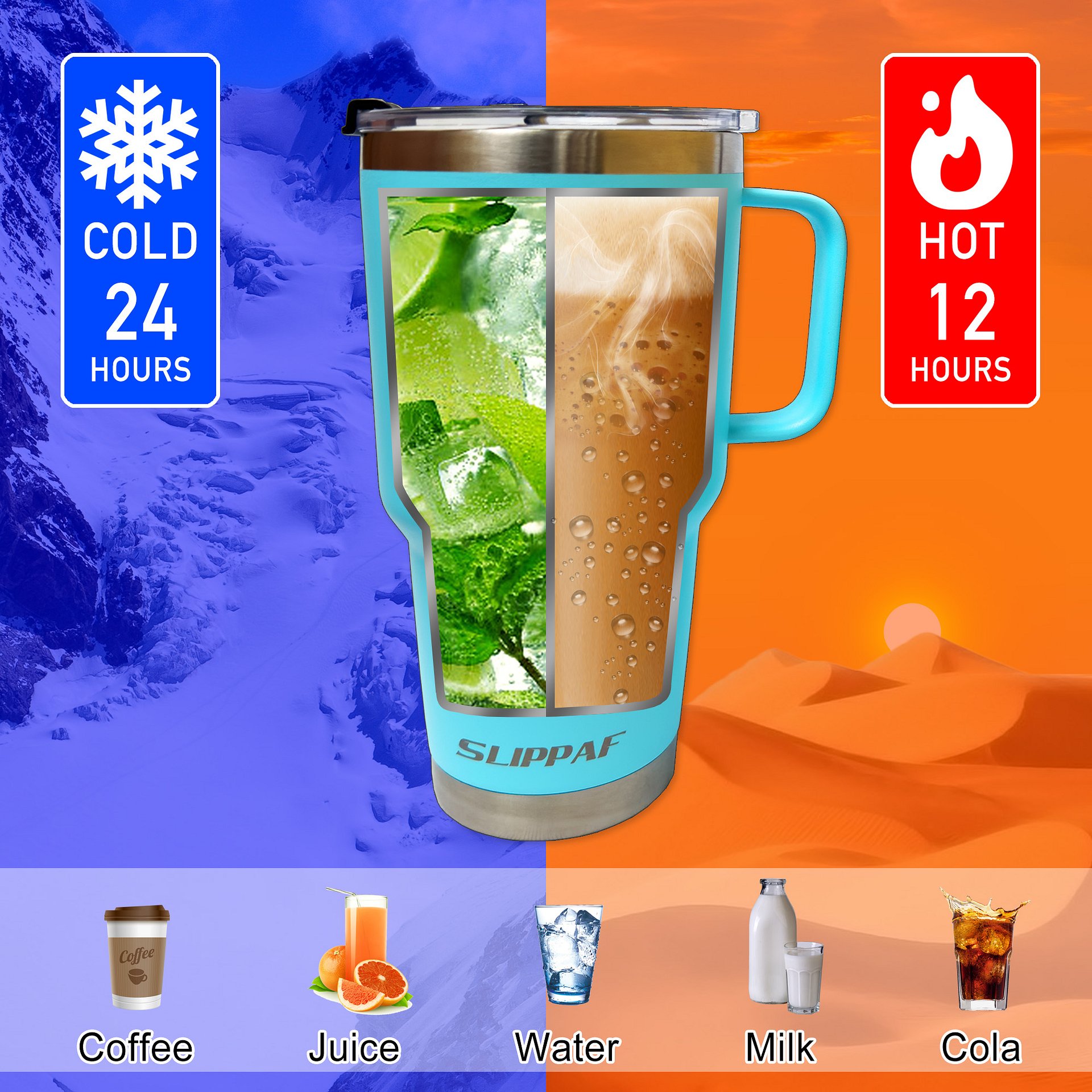 2 pack Tumbler 20 + 30 Oz With Handle, Lid and Straw (Green) product image (2)