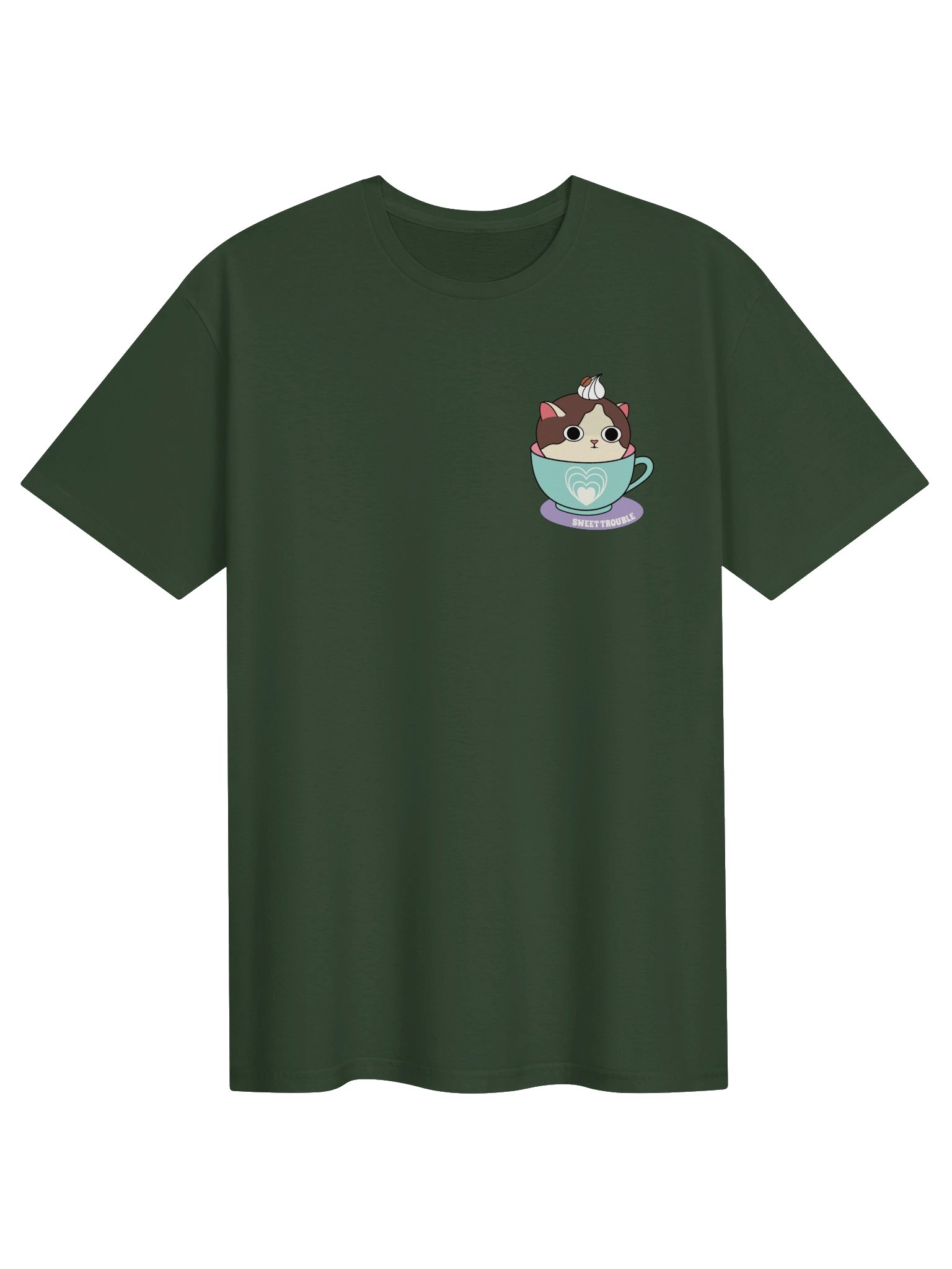 Sweet Trouble (Coffee Cat - Left Chest and Back Prints) - Unisex Adult Super Soft Lightweight T-shirt product image (2)