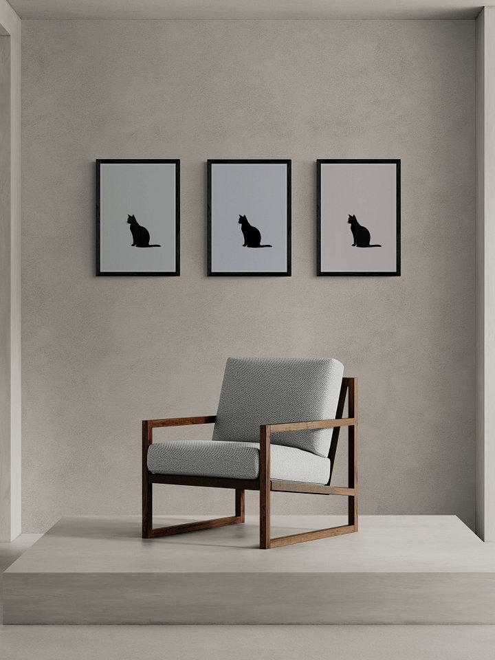 Black Cat Silhouette - Peach Background product image (2)