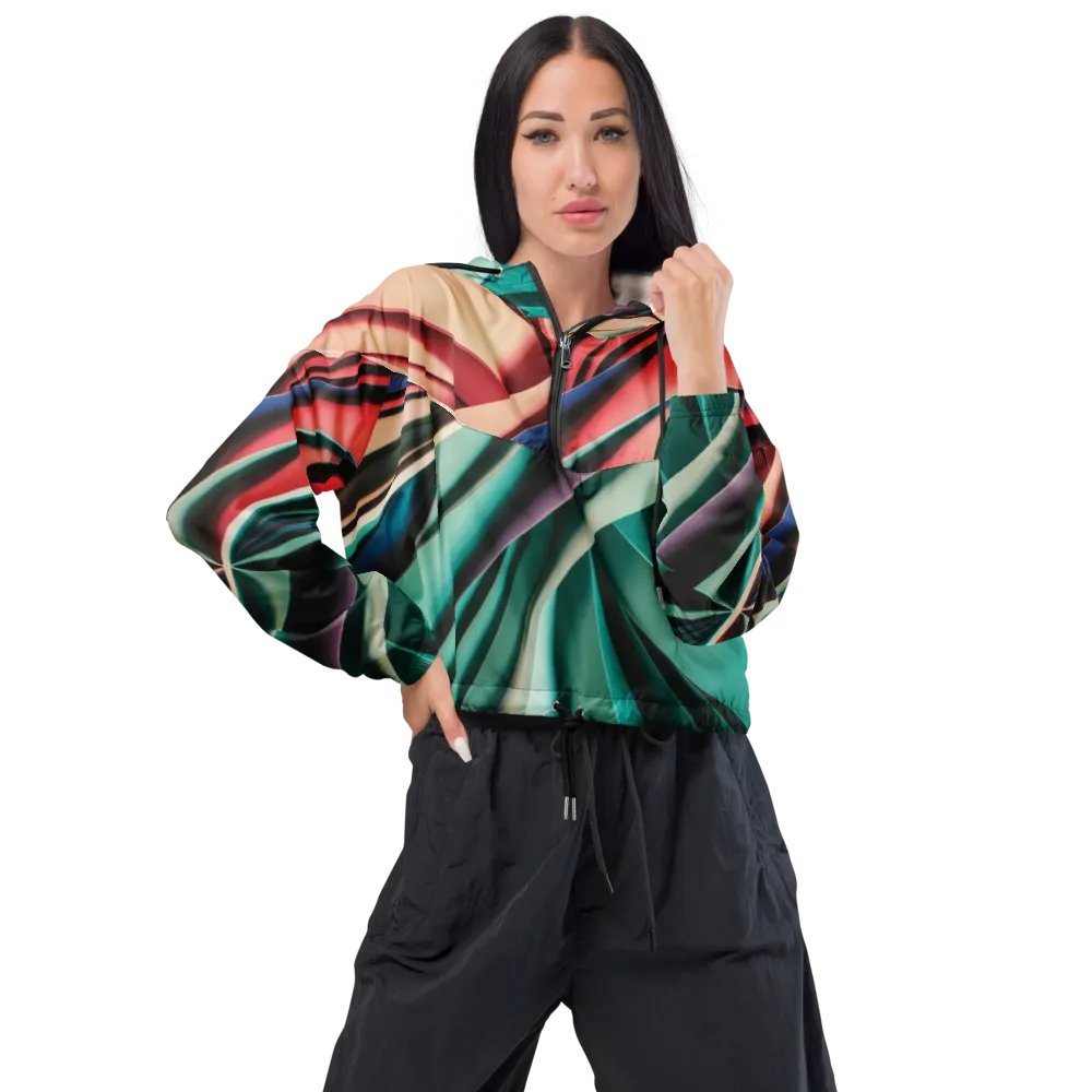 TDS Music Women's Cropped Windbreaker - Vibrant Abstract Design, Lightweight & Water-Resistant | XS–2XL product image (1)