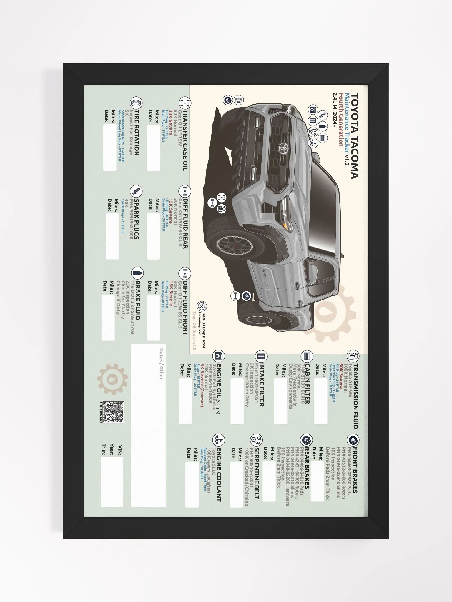 4TH GEN MAINTENANCE TRACKER V1.0 - Silver (FRAMED) product image (2)