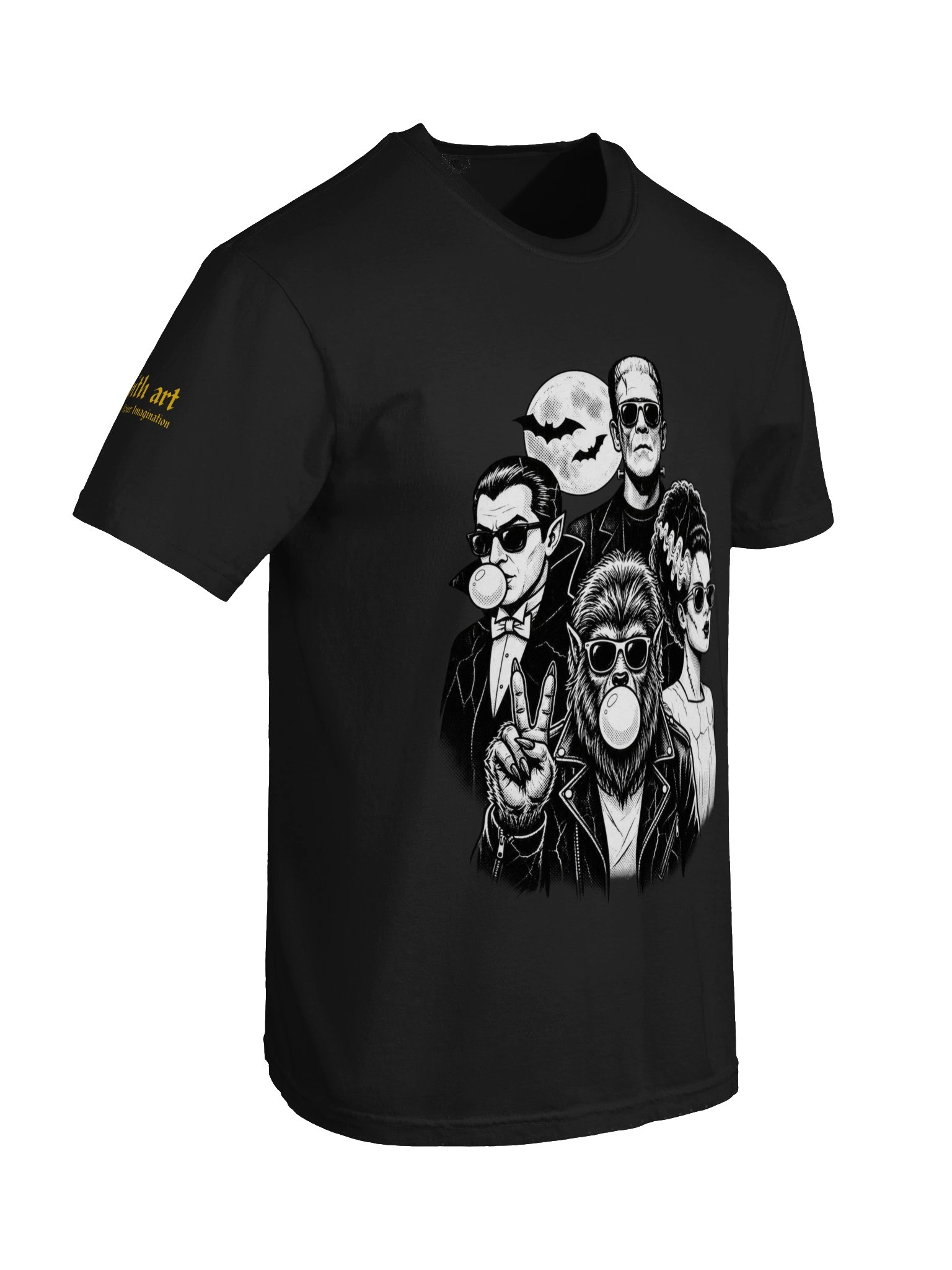 Classic Monsters Squad T-Shirt | Cool Retro Dracula Frankenstein & Wolfman Graphic Tee product image (42)