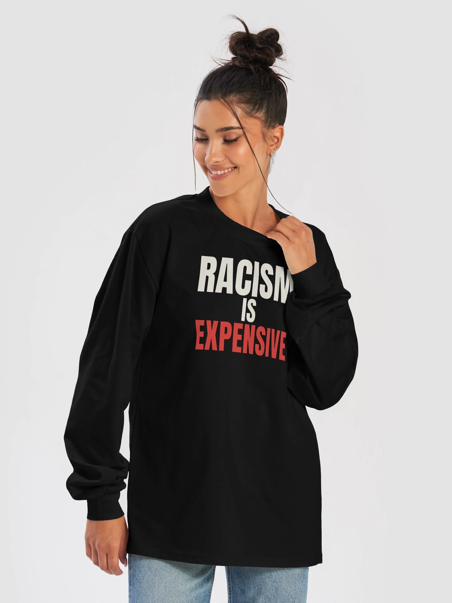 Racism Is Expensive — Bold Type Tee Long Sleeve product image (6)