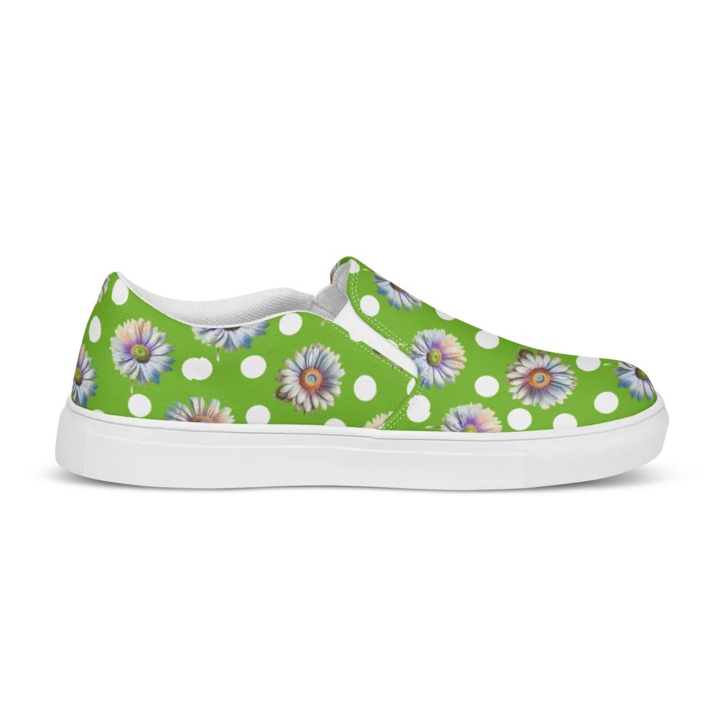 Daisy Dots - Lime Green Slip-on Canvas Shoes product image (8)
