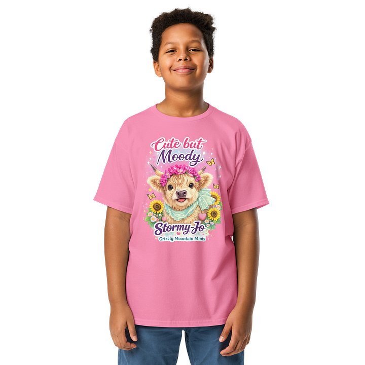 Cute but Moody Highland Cow Youth Tee product image (2)