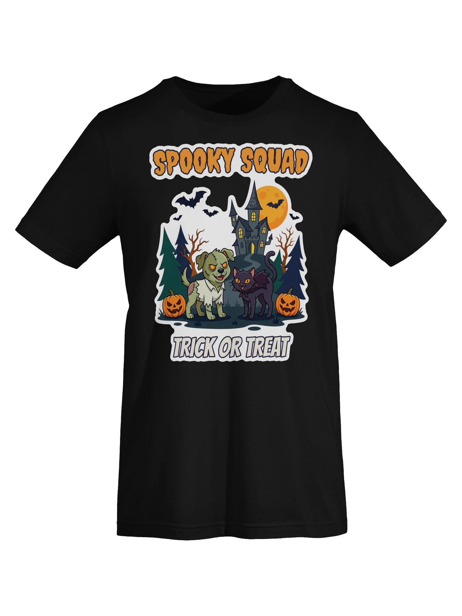 Spooky Squad Halloween T-Shirt – Zombie Dog & Vampire Cat Trick or Treat Tee, Funny Pet Lover Halloween Shirt product image (31)
