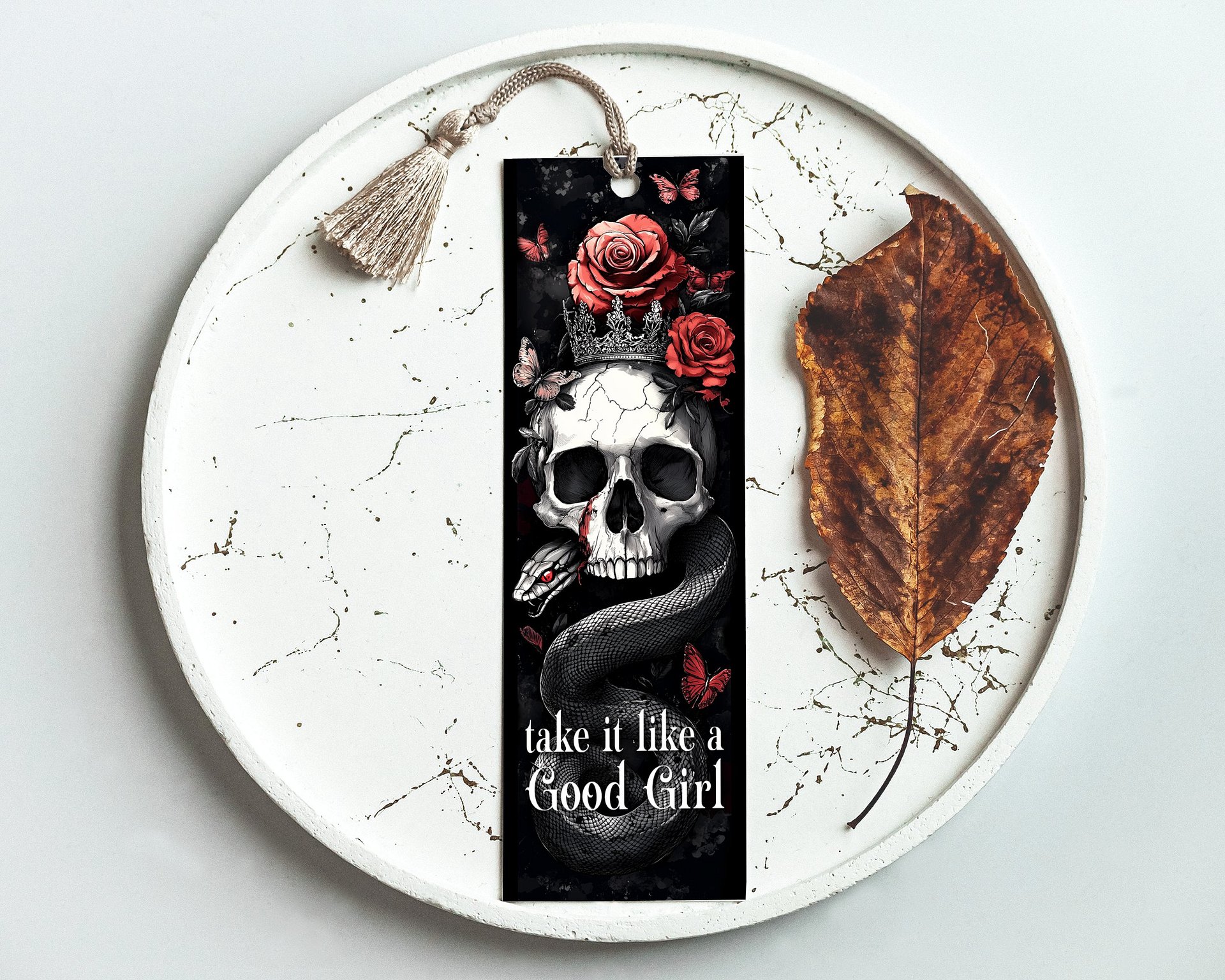 Skulls Roses Snakes Gothic Prince Dark Romance PNG, Smut Printable Bookmarks, Bookish Bookmark, Digital Download, DIY Gift for Reader product image (5)
