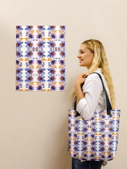 Bag Florales Aquarell-Muster Lila & Goldbraun product image (1)