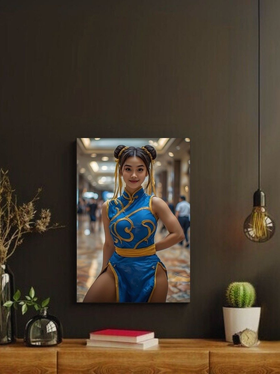 Chun-Li Blue Qipao Cosplay – Glossy 8x10 Metal Print product image (2)