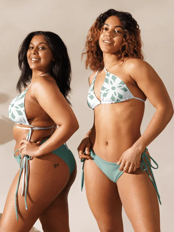 Pale Green Floral All-Over Print String Bikini product image (5)