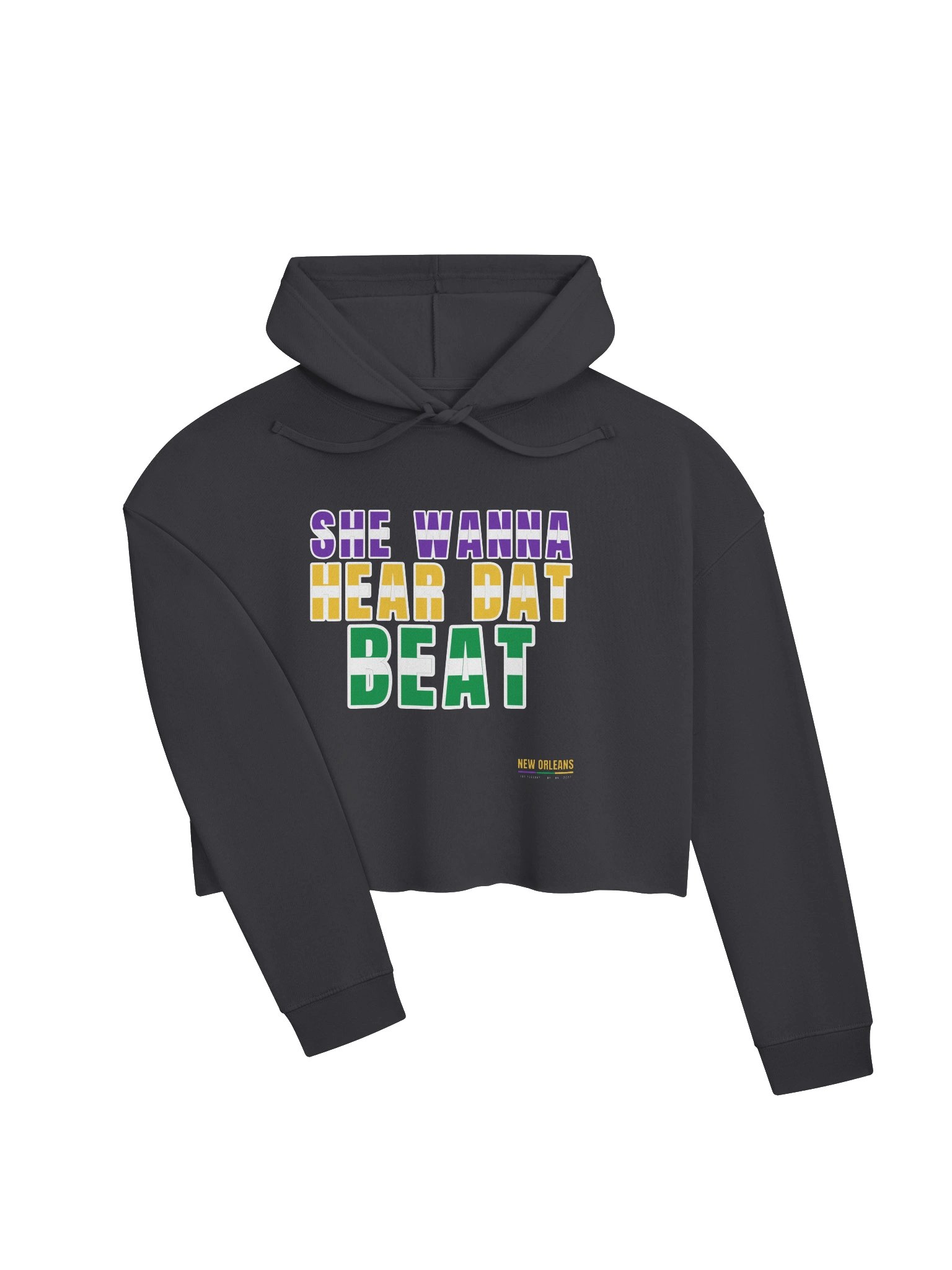 MARDI GRAS MMXXVII — Carnival · Cropped Hoodie · Black product image (3)