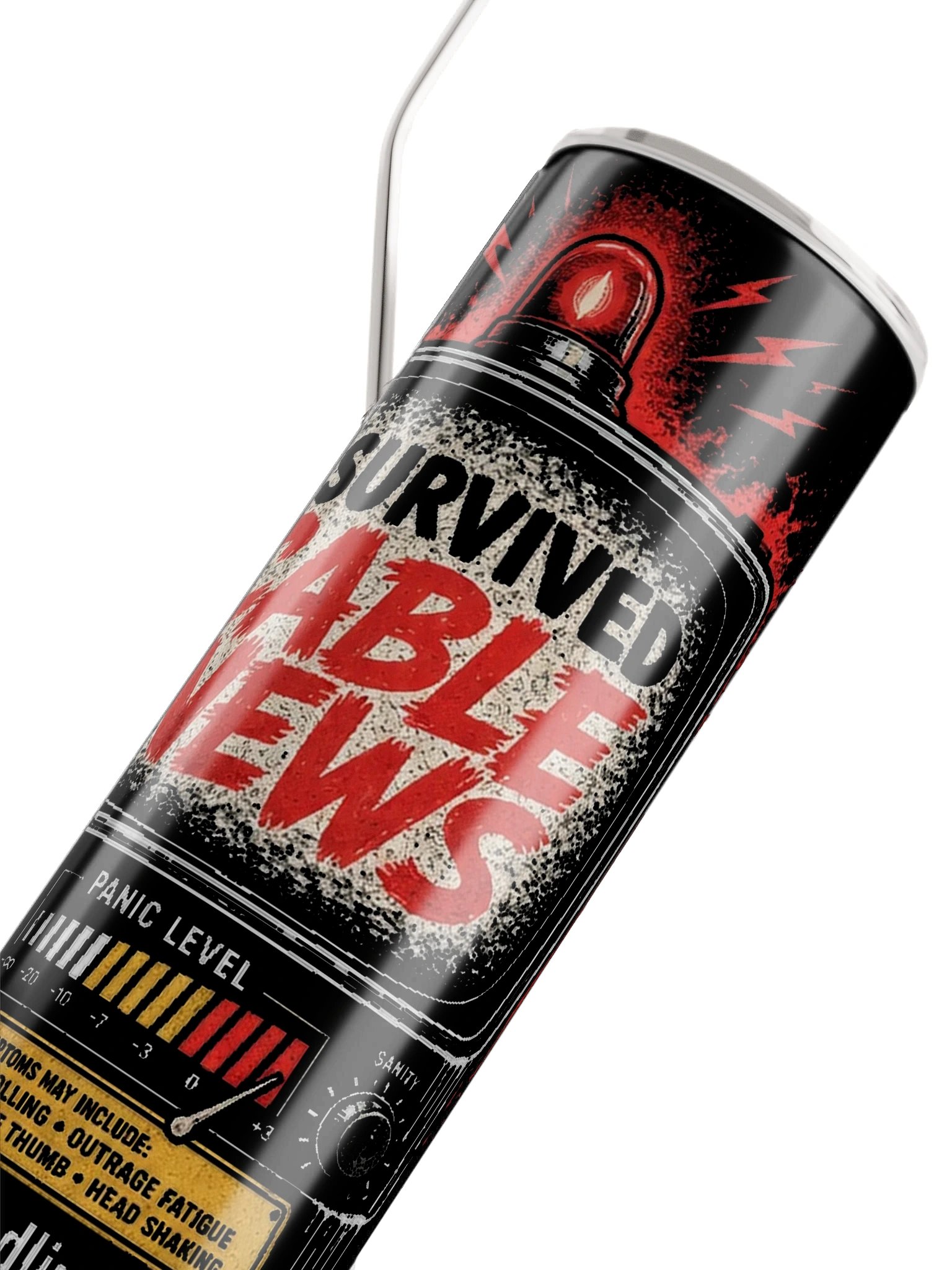 I Survived Cable News (TV Panic-Meter) Stainless Steel Tumbler product image (5)