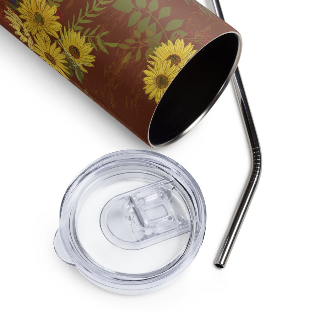Helianthus Sunfllower 20-ounce Stainless Steel Tumbler with Straw - Red product image (4)