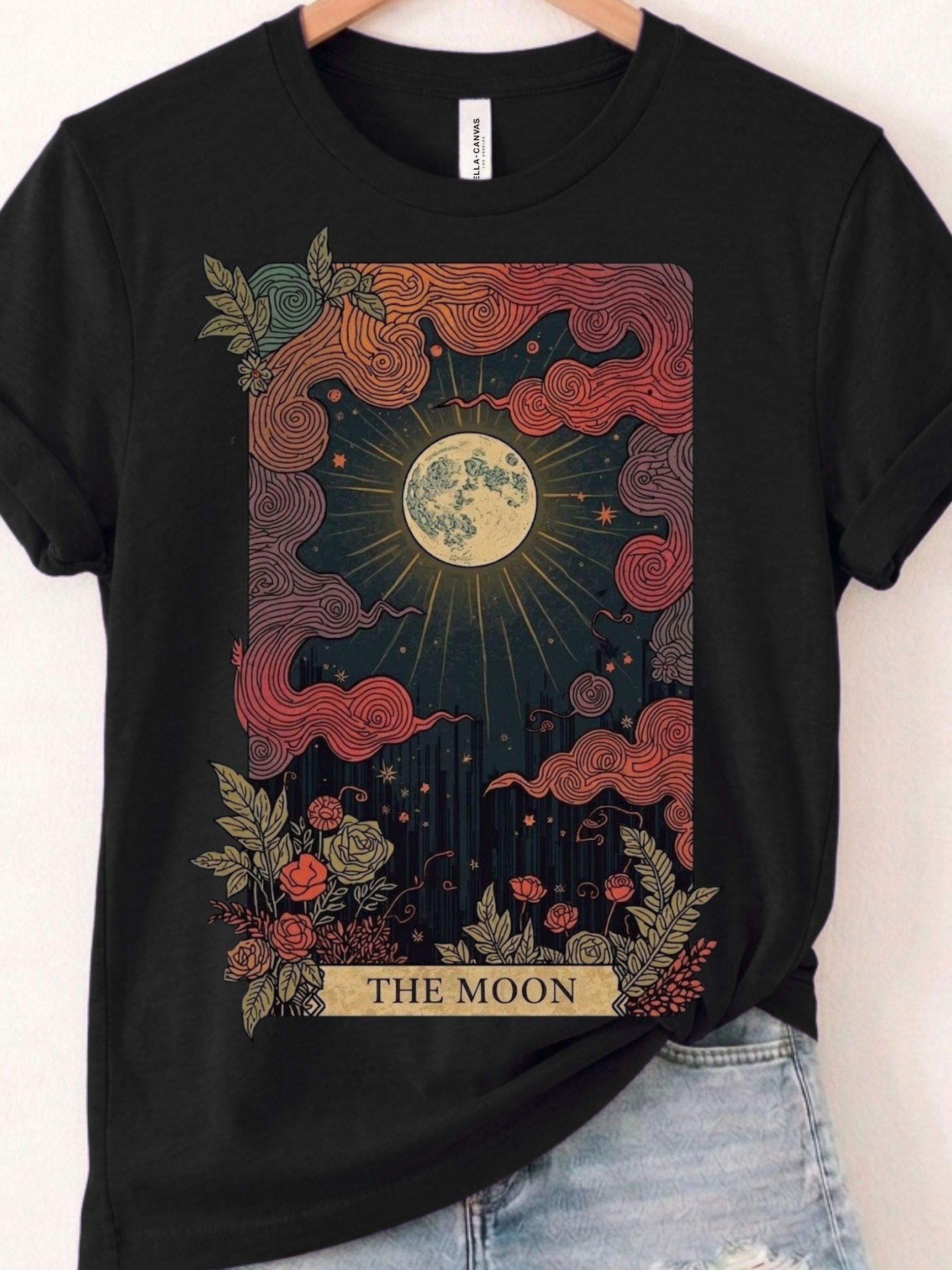 Moon Tarot Shirt, Celestial Graphic Tee, Mystical Art Nouveau product image (1)