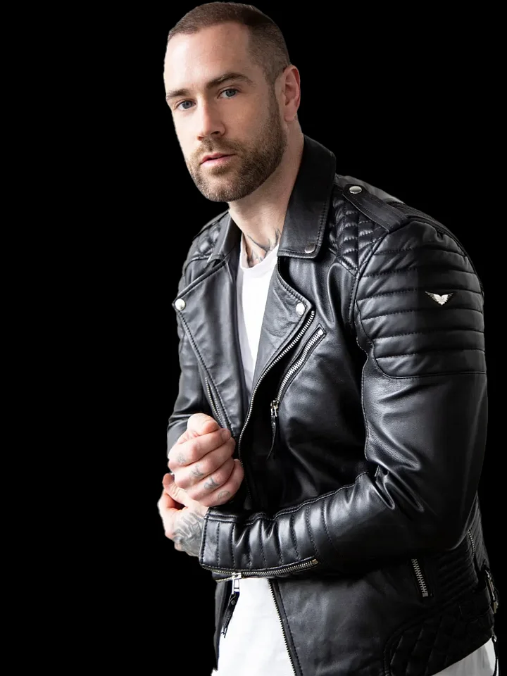 Mens Quilted Leather Biker Jacket product image (2)