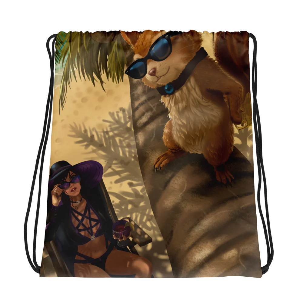 The Morrigan & Ratatoskr at the Beach: Drawstring - Feyluna product image (1)