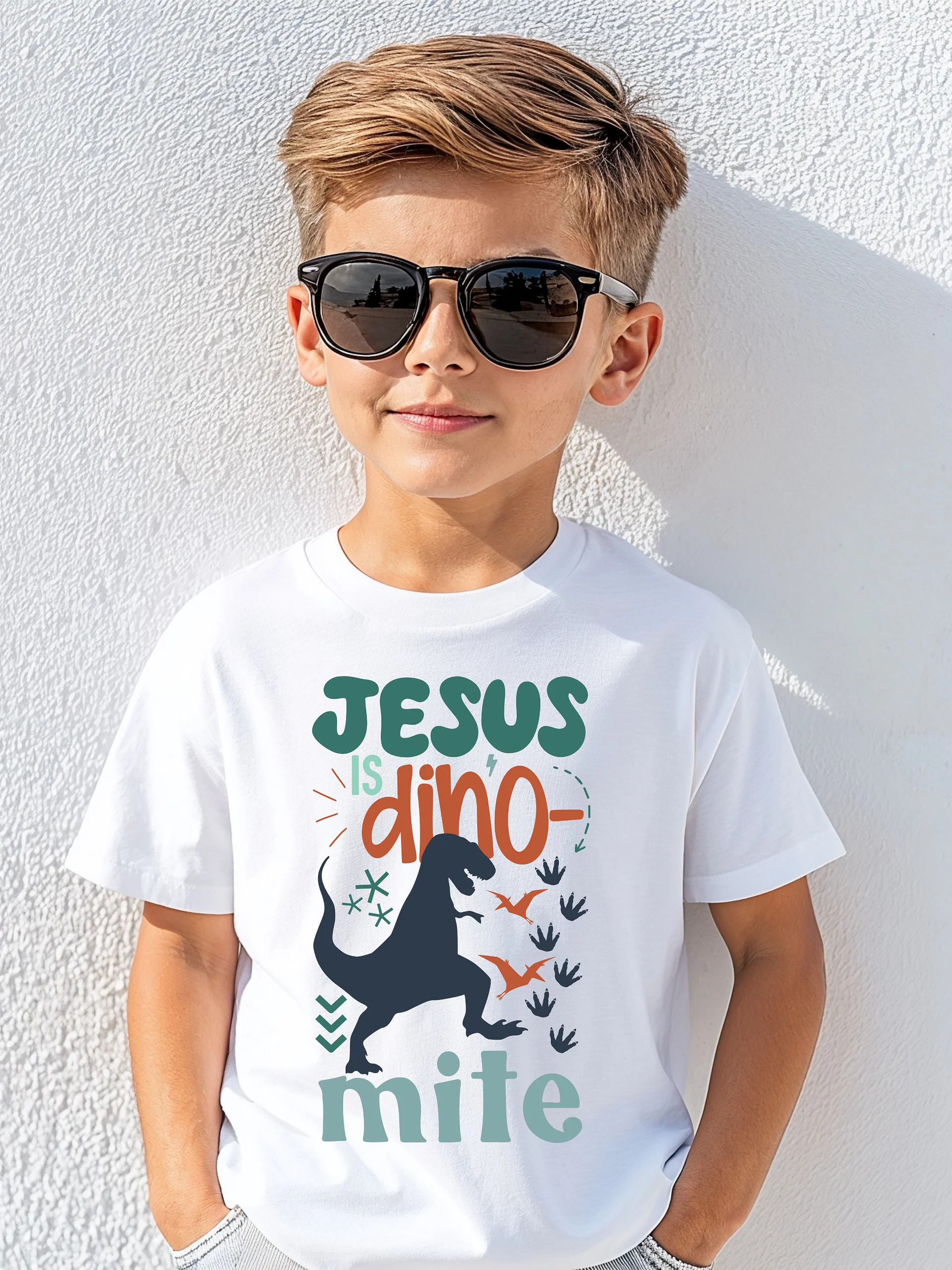 Jesus Is Dino-mite Kids Tee product image (4)
