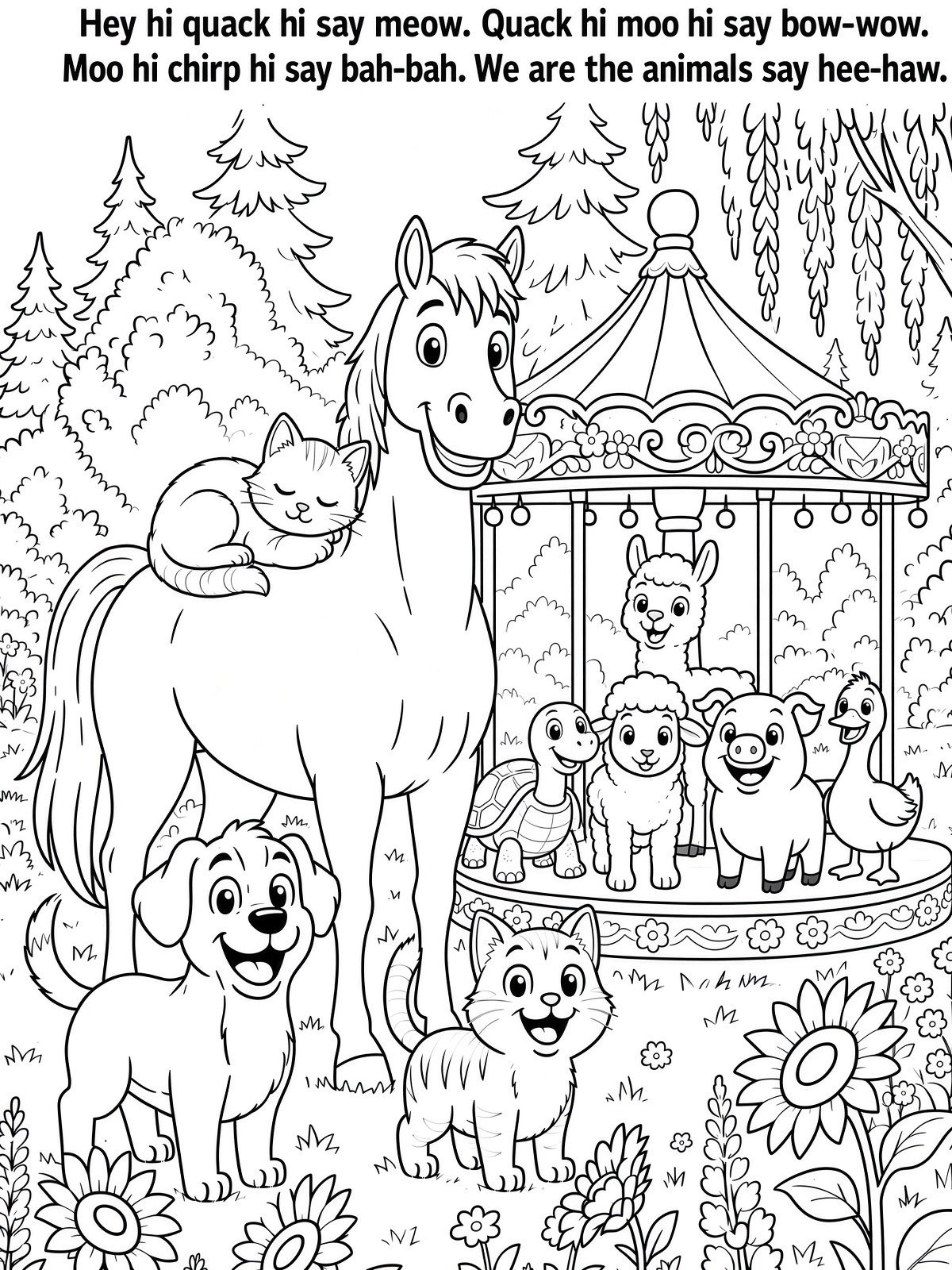 Sing A Rhyme Time 30 Page Farm Animal Cartoon Nursery Rhyme Coloring Page Bundle with Song Lyrics Printed on Each Page | Variety Pack for All Ages | Instant Digital Download | Printable PDF Format product image (10)