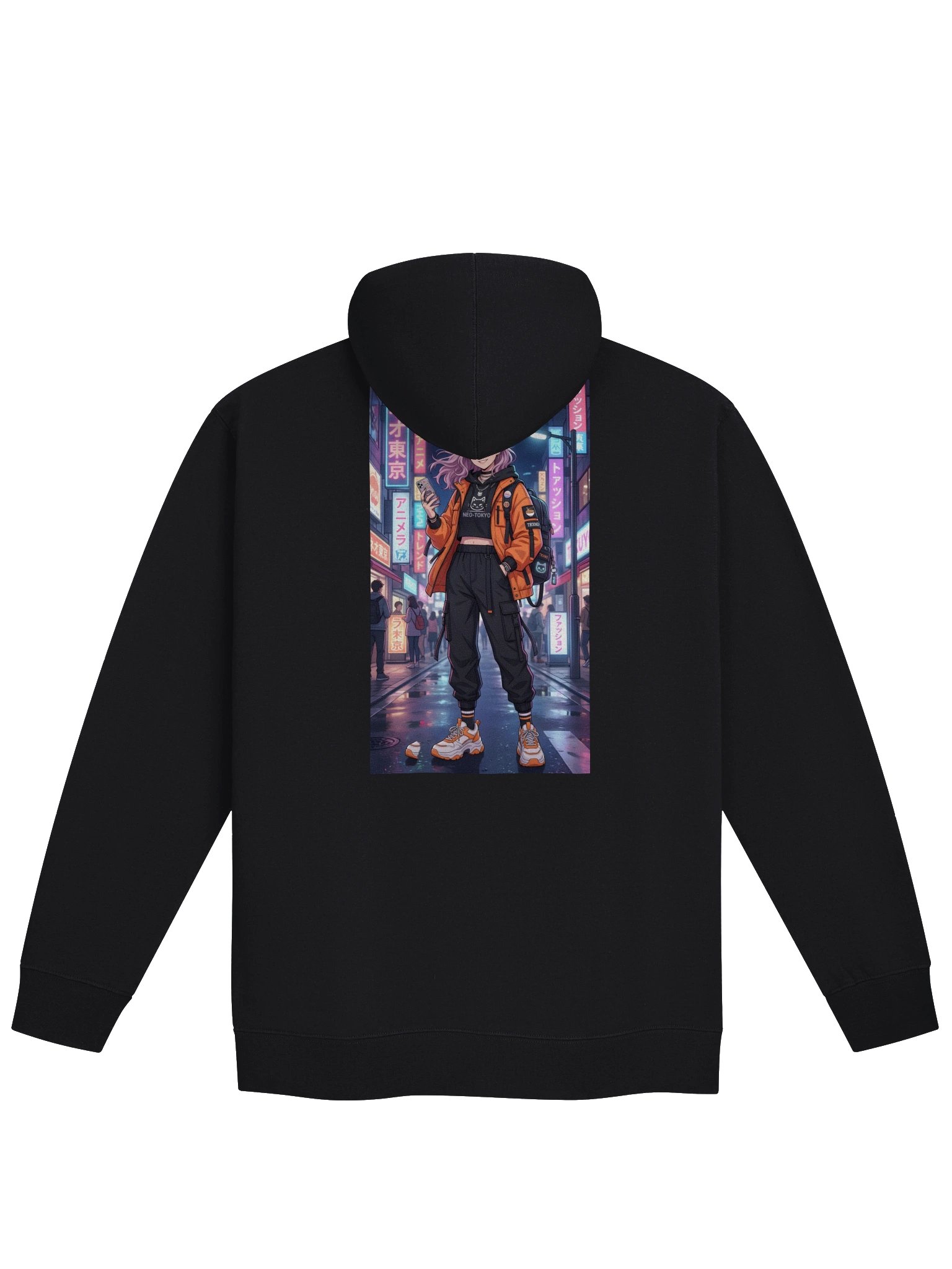 Japanese Cyberpunk Anime Girl Hoodie - Oversized Streetwear Hoodie for Men & Women | Japanese Aesthetic Back Print Sweatshirt product image (3)