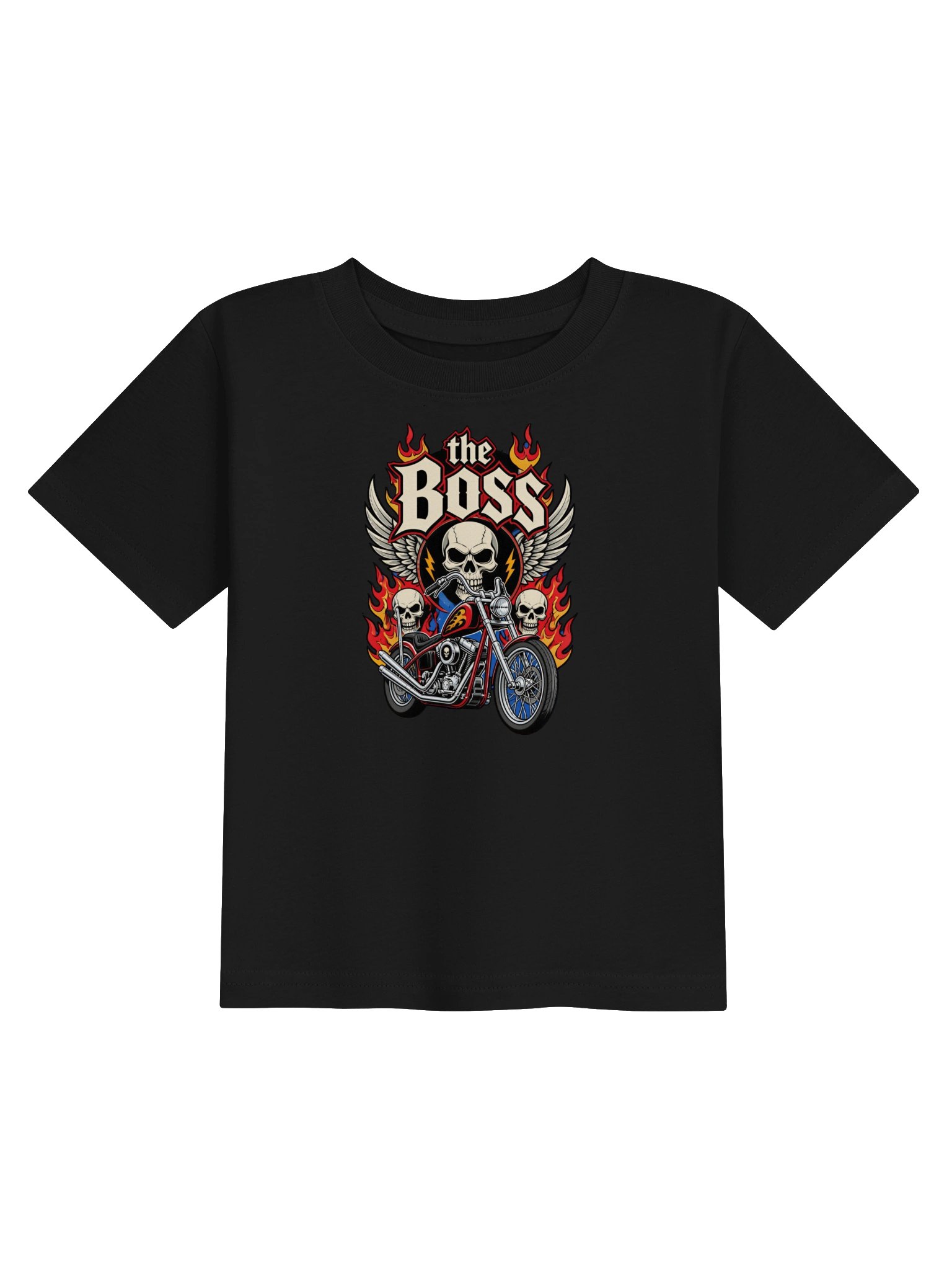 The Boss Skull Motorcycle Flame Baby Tee product image (2)
