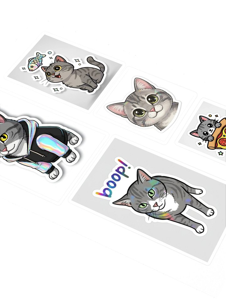 Whimsical Cat Sticker Sheet - 5 Unique Designs! product image (2)