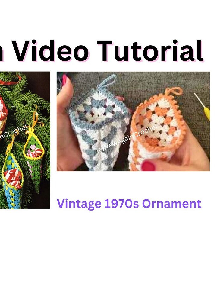 1970s Vintage Christmas Cornucopia Tree Ornament Pattern + Video Tutorial product image (2)