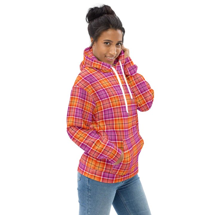 Bright Orange and Pink Plaid Hoodie product image (1)