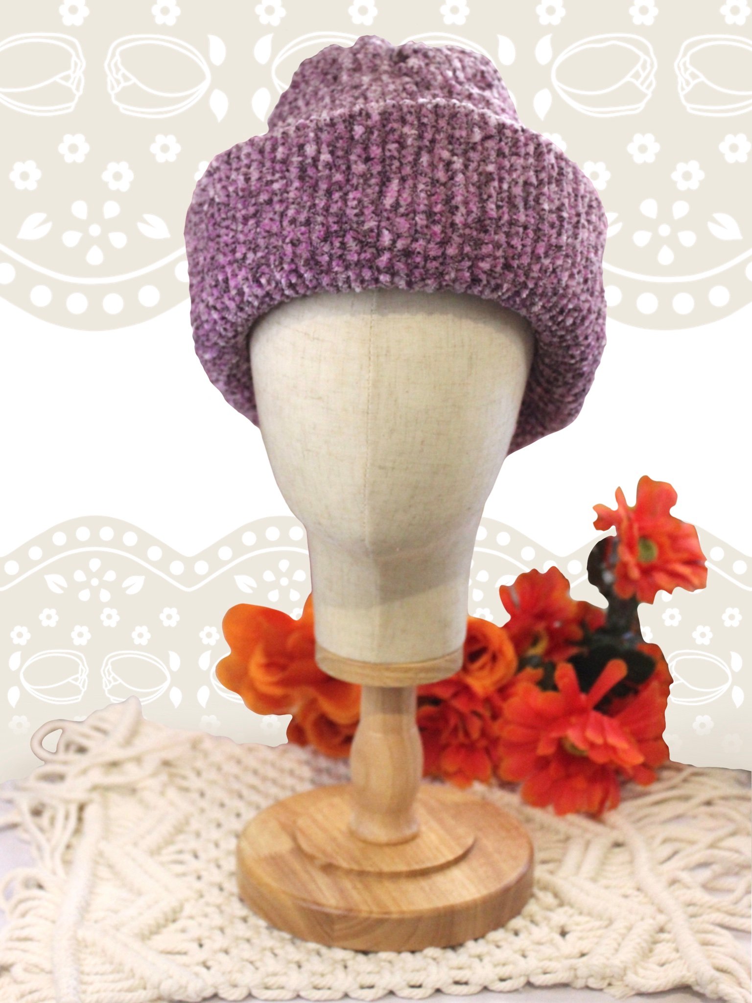 Scarf & Beanie Set - Purple Pansy product image (5)