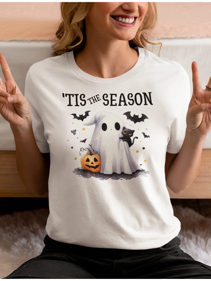 Cute Ghost & Black Cat Women's Halloween T-Shirt product image (13)