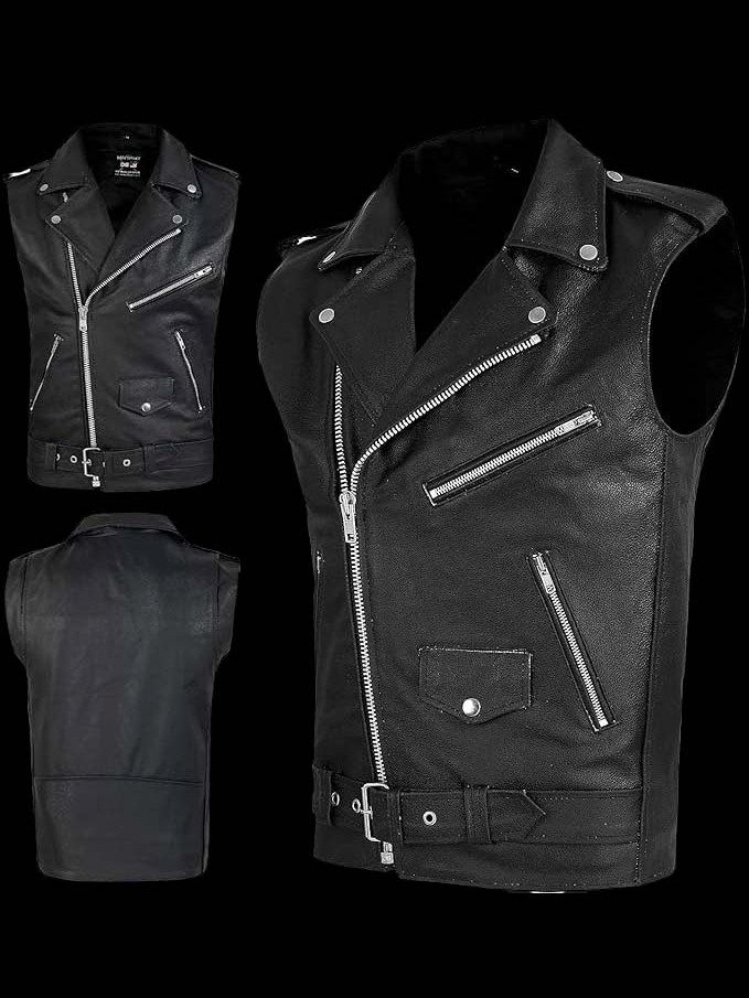 Mens Leather Rocker Vest product image (1)