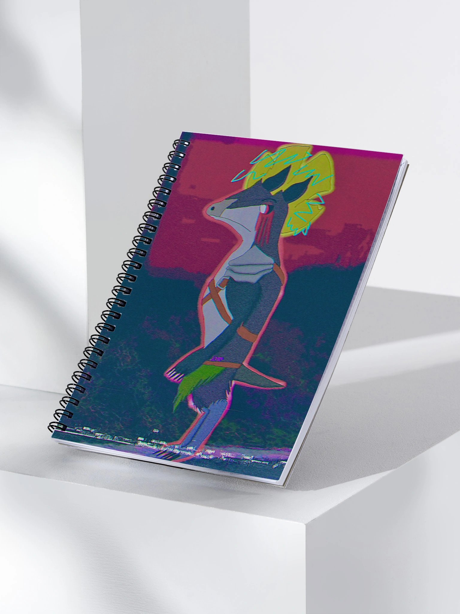 Merihem Neon Fox Glitch Spiral Notebook product image (3)