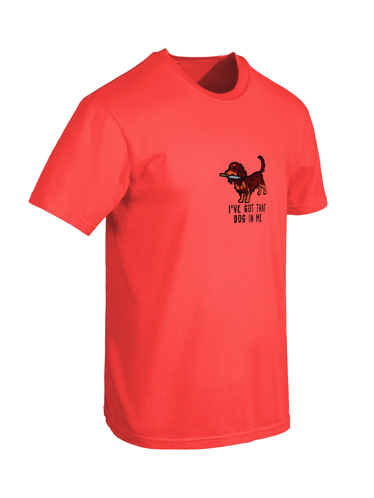 I've Got That Dog In Me Funny Chibi-Style Embroidered T-Shirt for Longhaired Dachshund(Red) Owners product image (46)