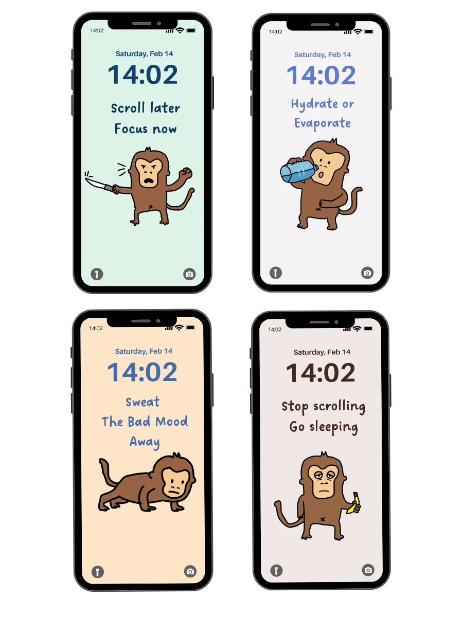 Phone Wallpapers: Monkey Daily Reminders (4-Pack) product image (2)