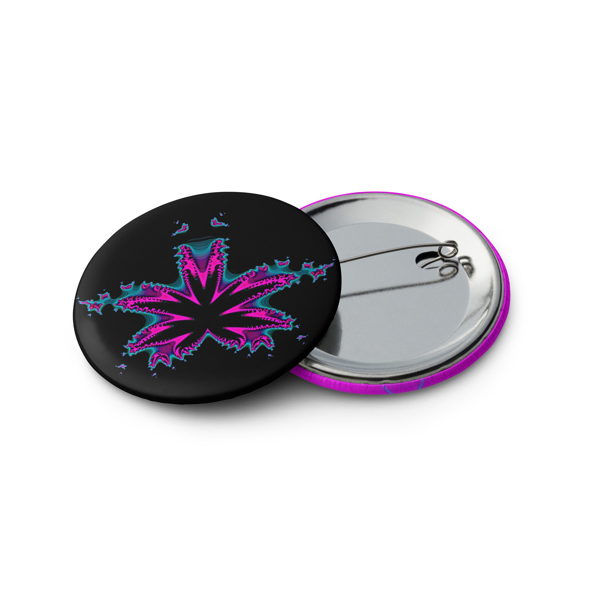 Creepy Cannabis 420 Pins, Black Blue Pink Pot Leaf Art Pin Button Set product image (2)
