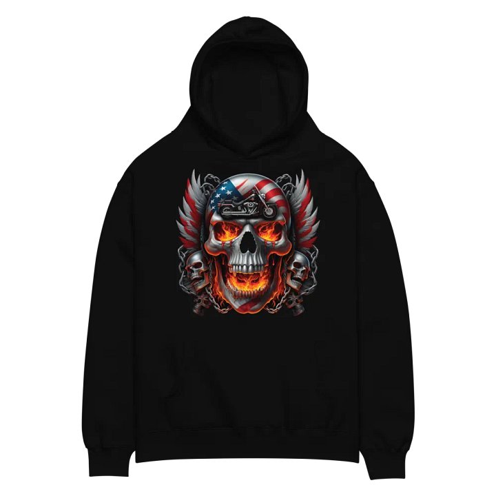 Flaming Skull American Flag Hoodie #29 product image (2)