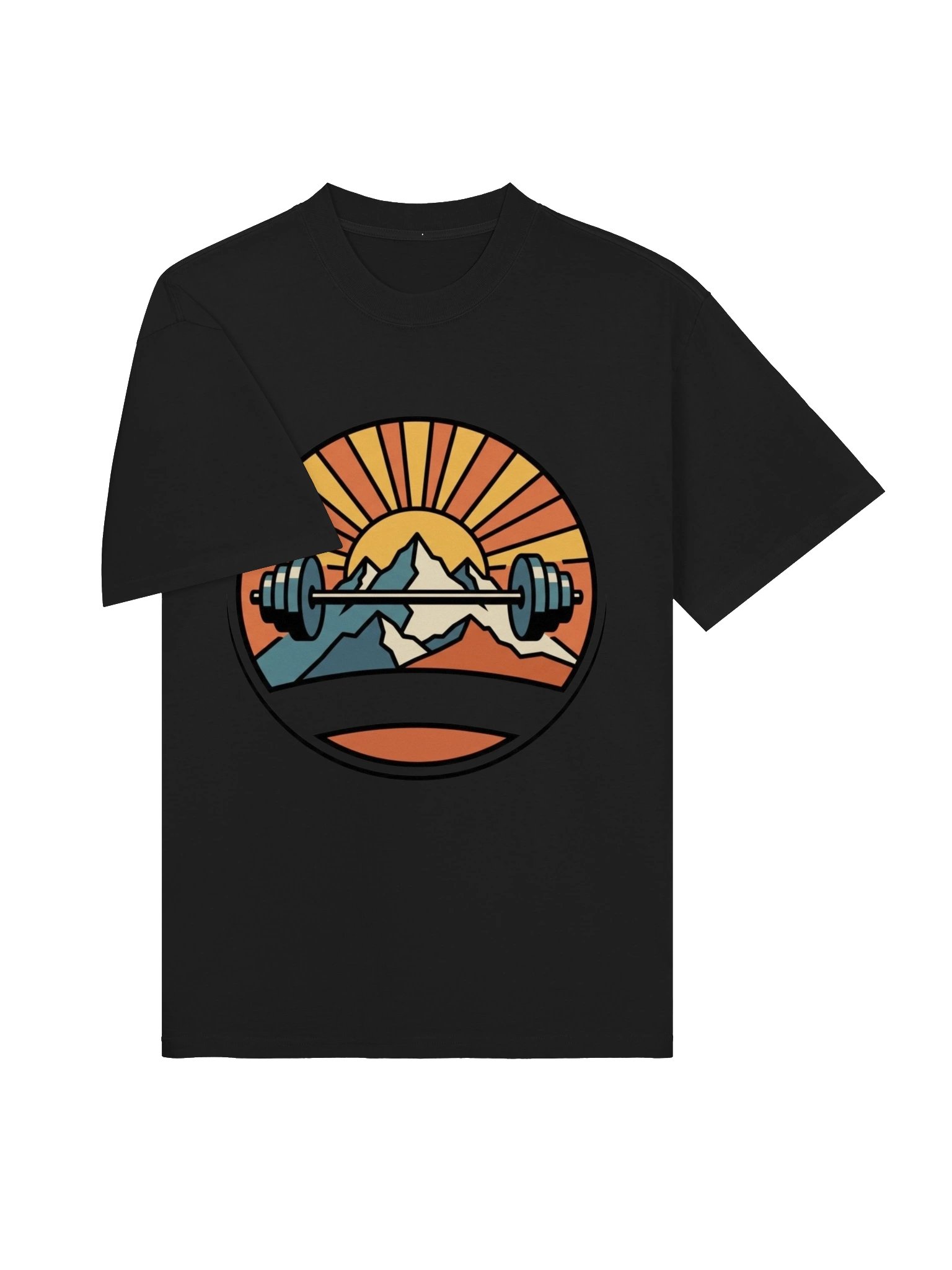 Mountain Sunrise Barbell Tee — Retro Outdoor Fitness Shirt product image (2)
