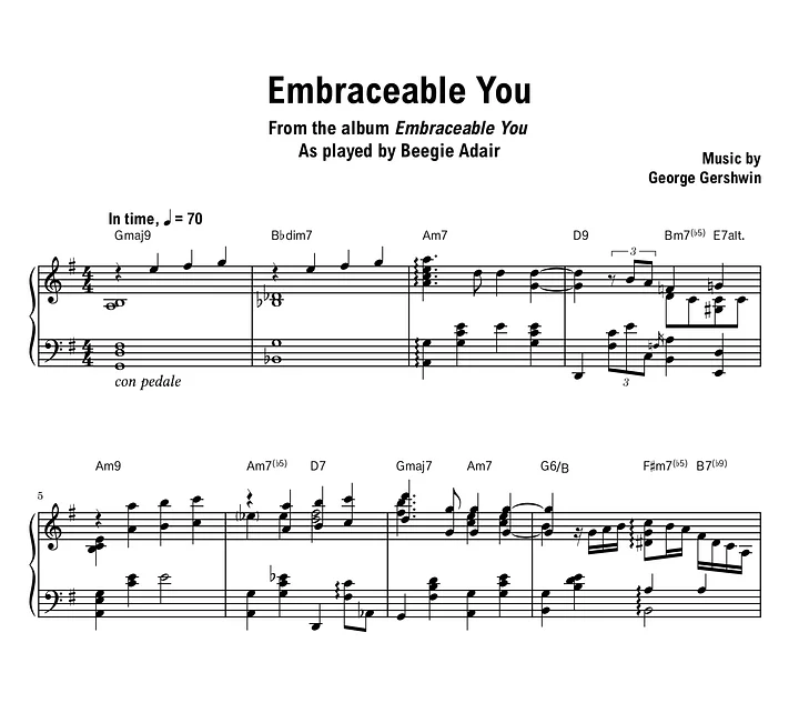 Beegie Adair - Embraceable You - Sheet music (PDF) product image (1)