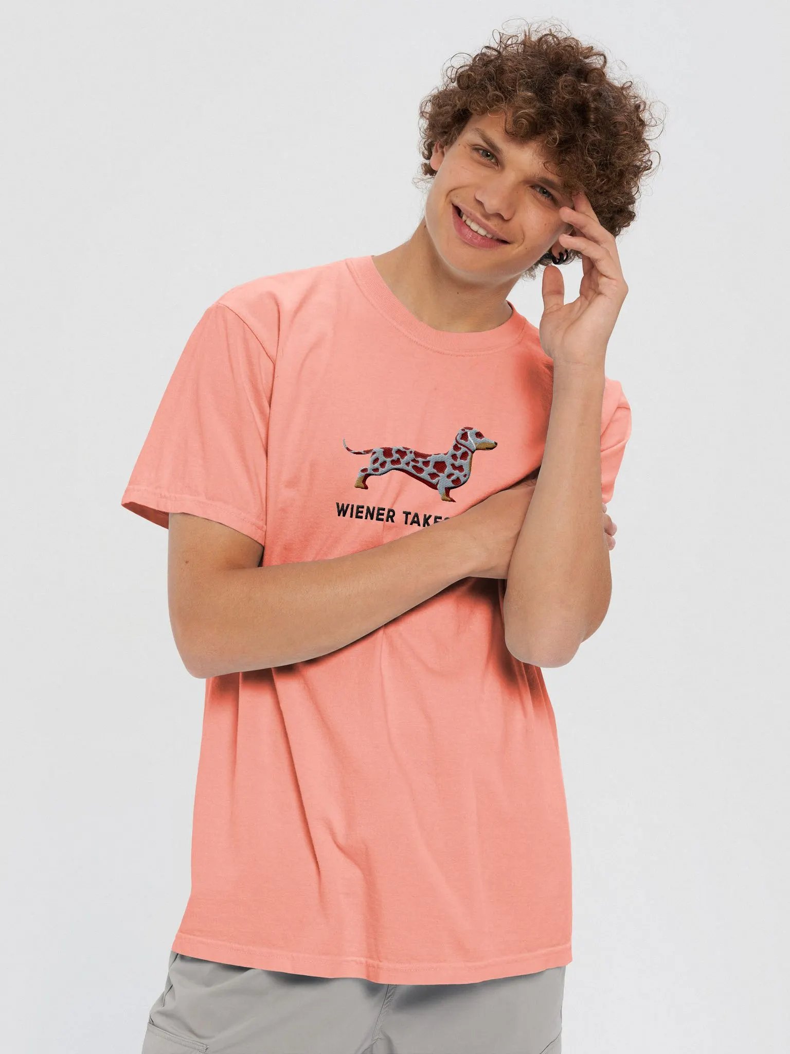 Wiener Takes All T-Shirt(Embroidered) of a Dachshund(Dapple) product image (5)