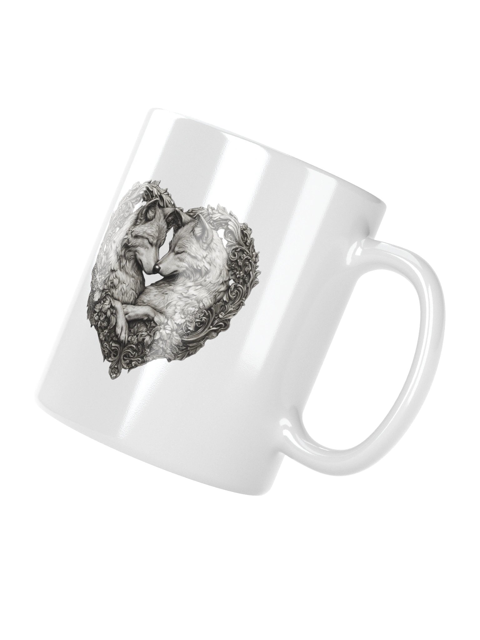 Eternal Wolves Heart Mug – Romantic Wolf Art Coffee Cup product image (7)