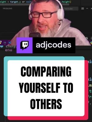Comparing yourself to others - Can you relate?  In coding, streaming and just about every aspect of life, we often compare ourselves to others. But here's the secret - they're more than likely comparing themselves to you as well. We focus on the negatives about ourselves and forget the positive things we've done. Health, family, career, streaming, studying, love, whatever it is, there's something people envy you for.  If there's something you think you could improve in your life, do it for you, challenge yourself, but don't do it to compete with others.  When I'm not streaming and screaming at horror games on twitch, I also code on my second channel. Learning game dev, working on streamgood, and more. #life #tips #dadadvice #dadsoftiktok #codinglife #streaming #growthmindset #advice #comparing