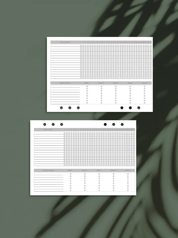 A5 Habit Tracker Inserts | Daily & Weekly Habit Monitoring | Printable product image (1)