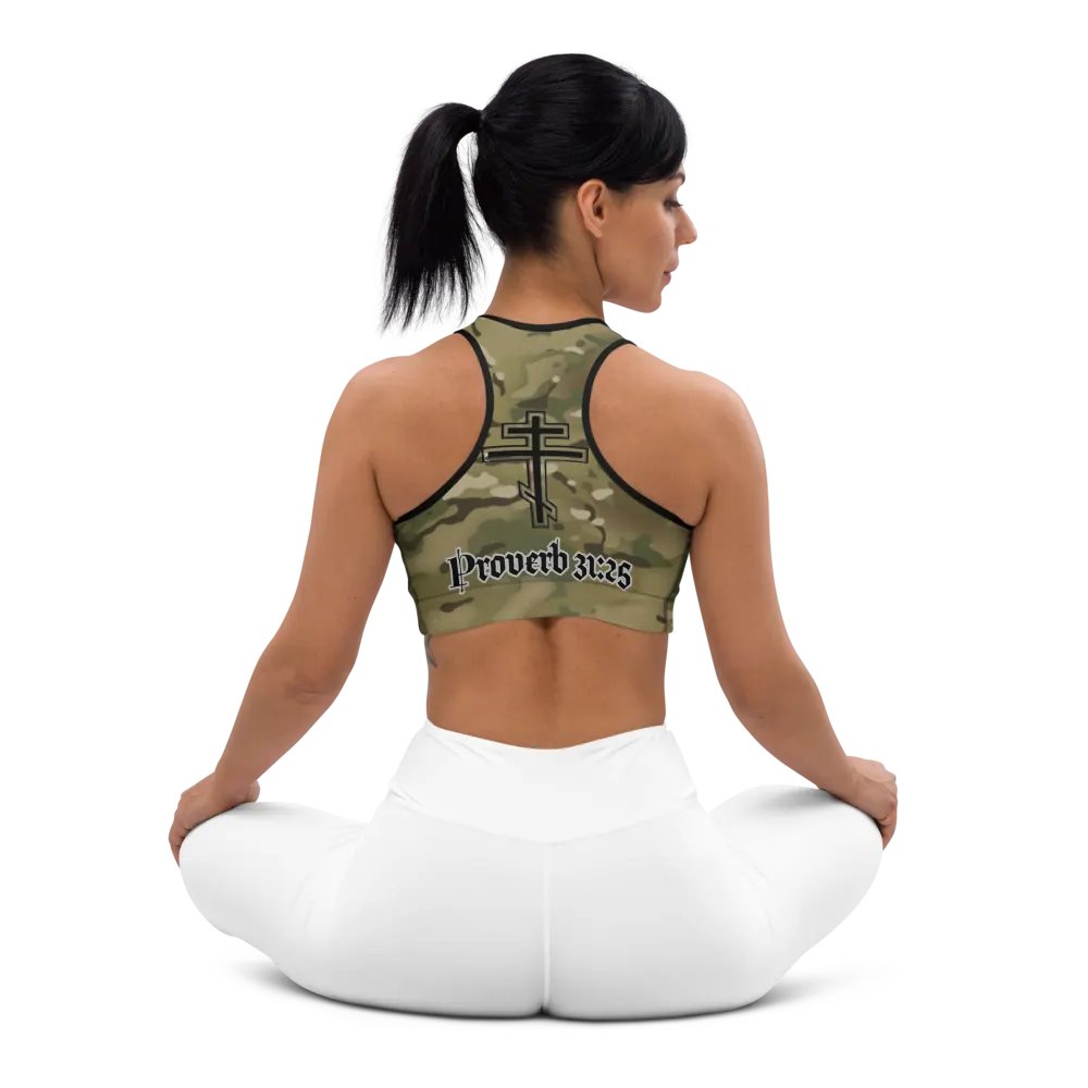 Faithful Camo: Proverb 3:25 Padded Sports Bra - Multicam product image (10)