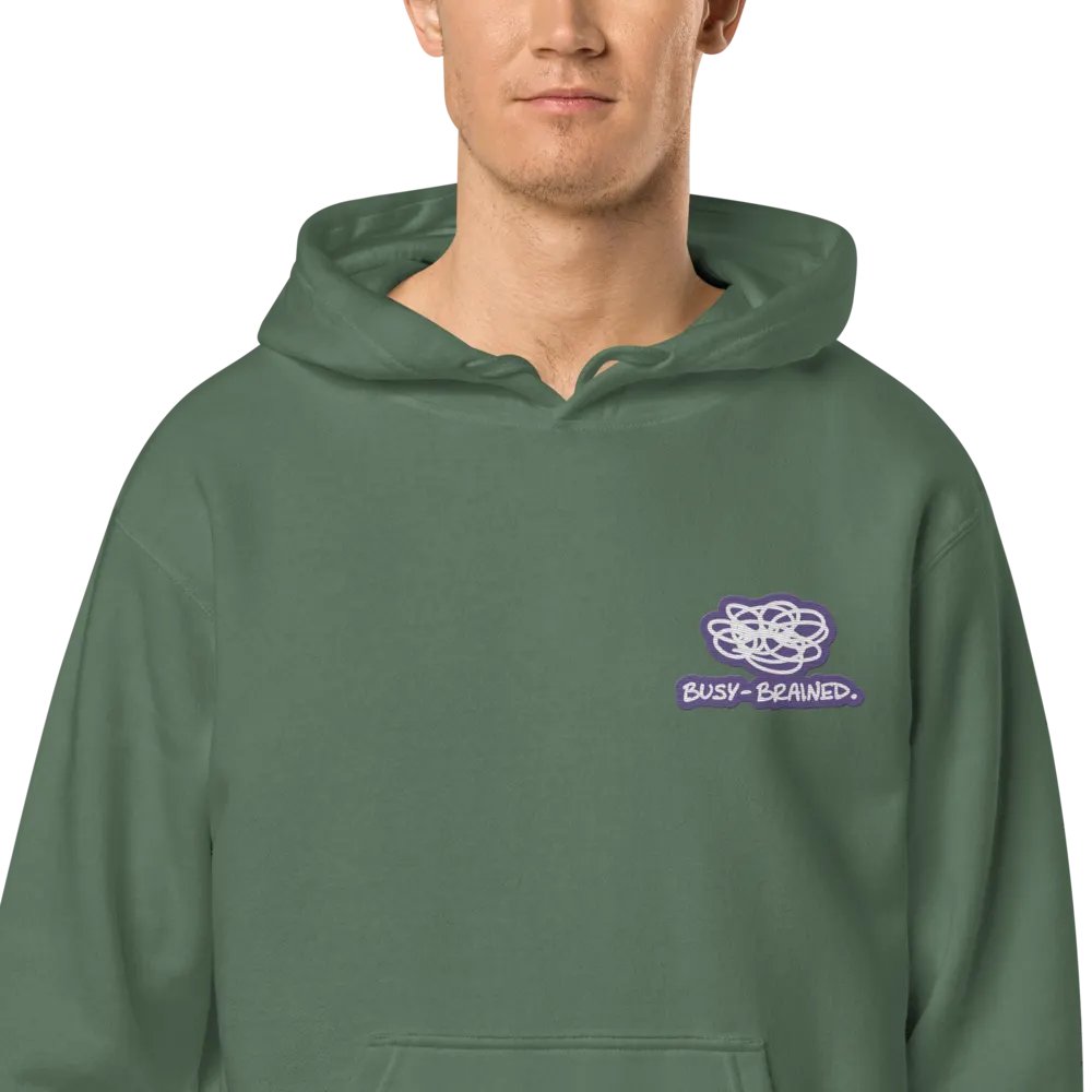 BUSY-BRAINED (L.C. purple bubble design 2) embroidered pigment hoodie product image (12)