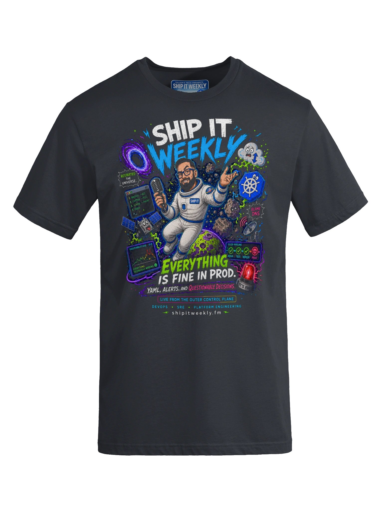 Everything Is Fine in Prod | Ship It Weekly DevOps Tee product image (15)