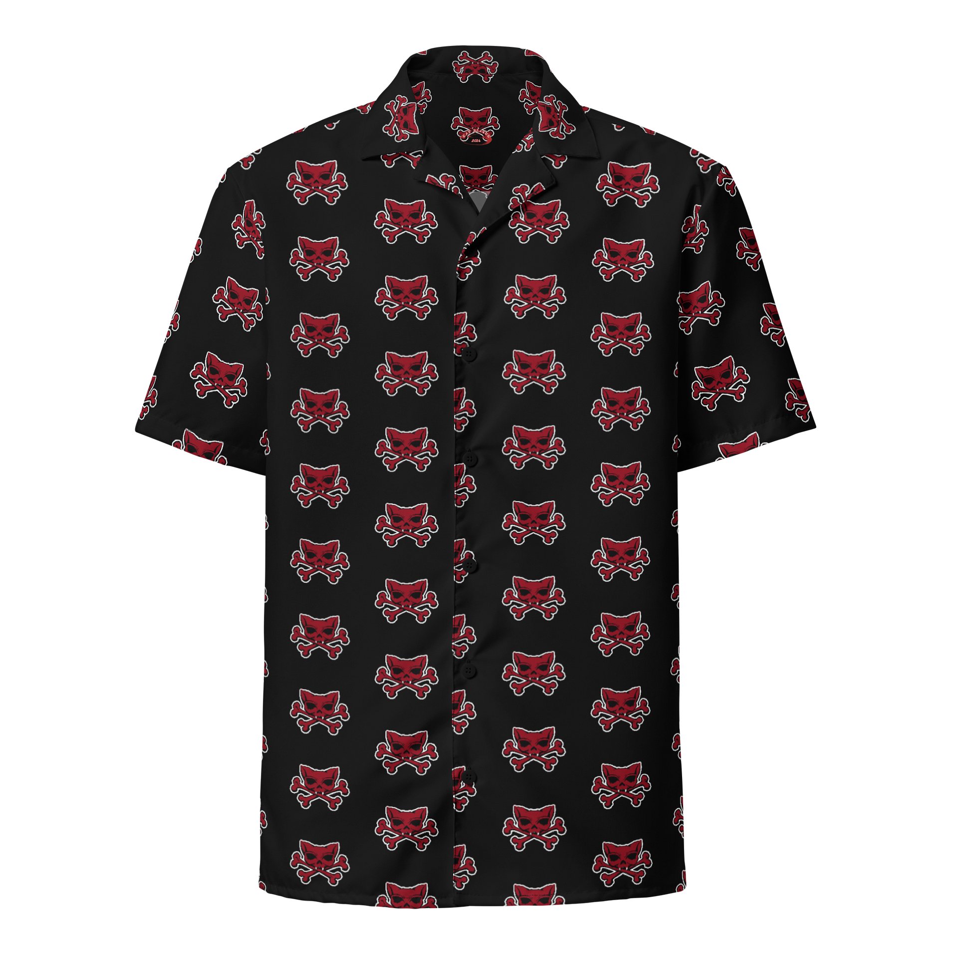 Red Kat Skull Designer Hawaiian Shirt product image (1)