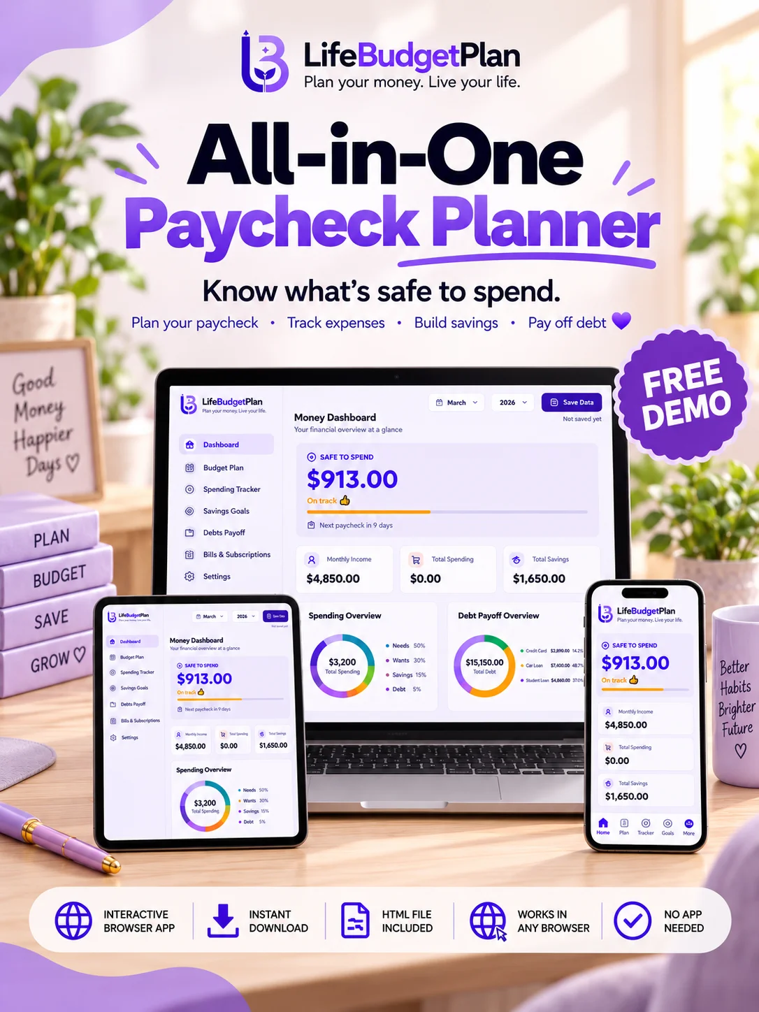 All in one paycheck planner.one simple system to know what's safe to spend product image (1)