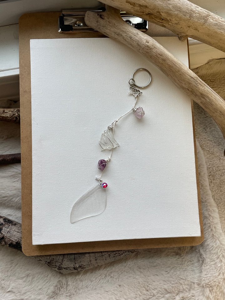 Flourite and Sea Glass Butterfly Suncatcher product image (1)
