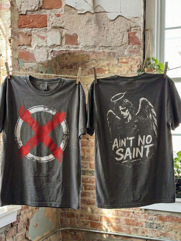 "Ain't No Saint" Tee - Dystopian Edition (Double Sided Print) product image (1)